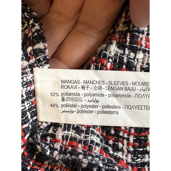 Zara Woman Size M Tweed Organza Puff Sleeve Blouse Boho Grunge Peasant Festival - Picture 13 of 13